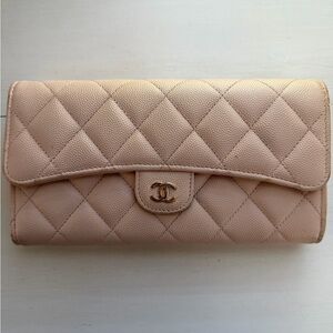 CHANEL Quilted Tan Wallet